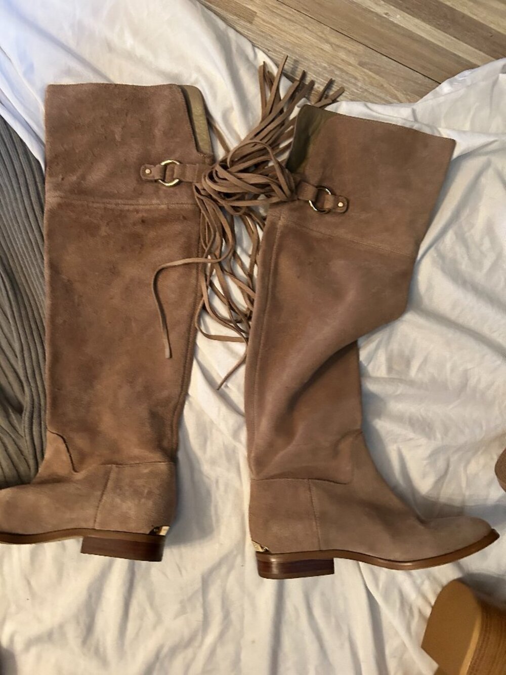 Michael Kors faux leather womans size 6 tan soft colored boots shoes tall six